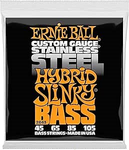 Ernie Ball Hybrid Slinky Stainless Steel Bass Guitar Strings, 45-105 Gauge (P02843)