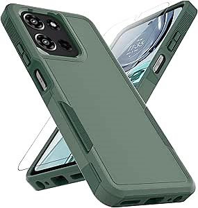 for Motorola Moto G 2026 / Moto G 2025 / Moto G Play 2026 Case: Dual Layer Protective Heavy Duty Cell Phone Cover Shockproof Rugged with Screen Protector - Military Protection Bumper Tough, Dark Green