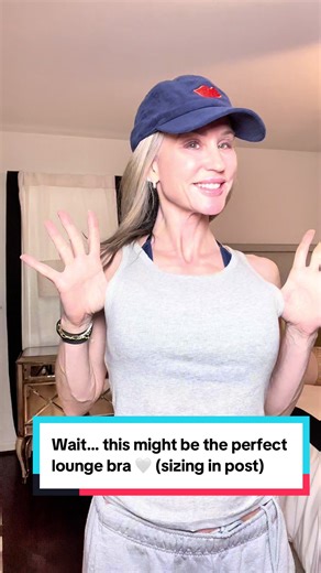 Halter lounge bra find 🙌 Adjustable neck strap, removable pads, soft flattering. Wearing a medium (32DD for reference). If you’re ready to upgrade your lounge set, click the link before they’re gone at this price.#loungewearfind #halterbra #comfyandcute #midlifestyle #halter