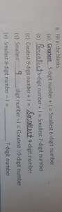 8. Fill in the blanks.(a) Greatest 5 -digit number  1= Smalles... | Filo
