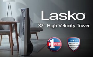 Lasko 38" All Season High Velocity Fan and Ceramic Space Heater with Remote, White, FHV820