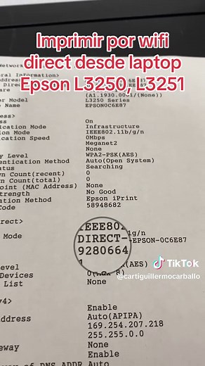 Configurar Impresora Epson L3251 y L3250 por WiFi Direct