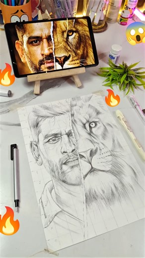 Thala for a Reason! 🦁 | MS Dhoni Drawing #Shorts #art #MS Dhoni #ipl #drawing #song