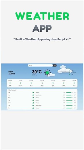 Weather App in JavaScript 🌦️ | HTML CSS JS + API #shorts