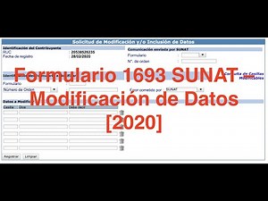 ✅ Formulario 1693 Sunat ✅– Modificación de Datos [2021]