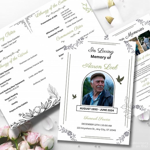 Catholic Funeral Program Template: Obituary, Celebration of Life (digital Download) - Etsy