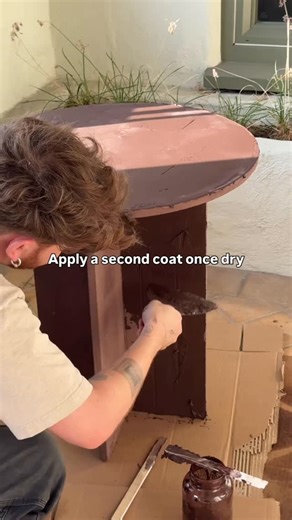 Lone Fox by Drew Michael Scott on Instagram: "Picked up this $10 thrifted table and decided she deserved a little glow-up. I sealed the finish with a glossy topcoat, both to protect it and to bring out that burnished, Roman-clay texture in the concrete surface 🤩 #diy #diyfurniture #thriftflip"