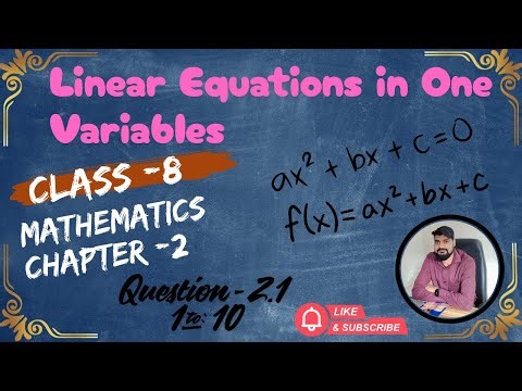 Linear Equations in one Variable | class 8 | maths | chapter 2