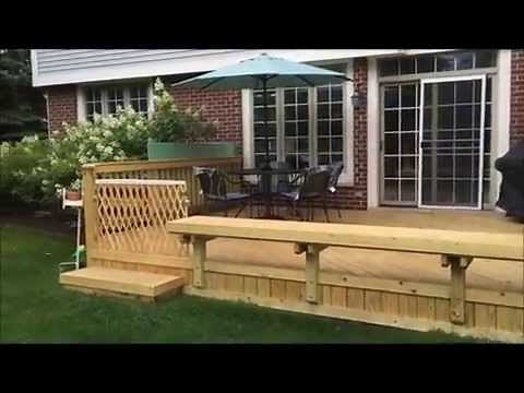 Wood Deck with Built-In Bench in Glenview, IL