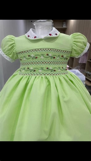 Our new lady bug dress 😍💚🐞 Over the moon with how this come out 😍🥰 (Fabric will be the photo the luxe Apple green) 3m -6years 💚 Available for pre order 💚