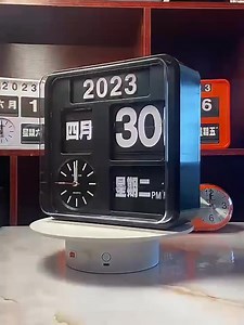 Custom Table Retro Flip Clock With Sound Control LED Nightlight Desk Page Turning Desk Clock Senior Auto Flip Calendar Clock