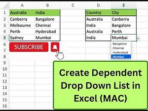 How to create Dependent Drop Down List in Excel (MAC)