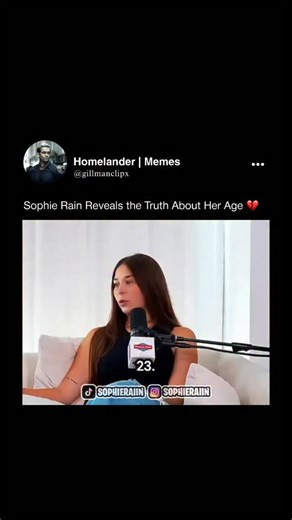 Homelander| Memes on Instagram: "Sophie Rain (born September 22, 2004) is an American digital creator and social media influencer who rose to prominence through her massive presence on platforms like Tik Tok and Instagram. Originally from Miami, Florida, Rain's path to fame was unconventional; after being dismissed from a waitressing job, she pivoted to content creation in 2023. She quickly became one of the highest-earning creators on subscription-based platforms, reportedly amassing over $50 m