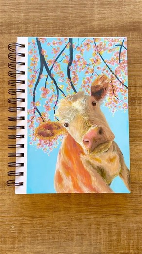 Cute cow in acrylic painting 🐮🌸 | art reveal #art #cow #acrylicpainting #shorts