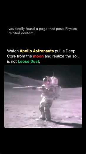 Motion Of Physics on Instagram: "Why was drilling into the Moon harder than expected? This video comes from Apollo 17, the final crewed mission to the Moon conducted by NASA in December 1972. It shows astronauts Harrison Schmitt and Eugene Cernan working in the Taurus–Littrow Valley as they attempt to extract a deep core sample from the lunar surface. The goal was to collect a vertical section of soil that could reveal how the Moon’s surface formed over time. The footage demonstrates that lunar 