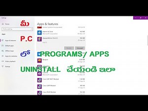 How to Uninstall Programs / Apps on Windows 10 in Telugu