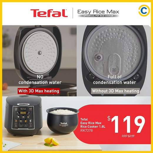 🍚✨ Introducing the Tefal Easy Rice Max Rice Cooker RK7378! ✨🍚 Elevate your cooking experience with our latest innovation. The Tefal RK7378 isn’t just a rice cooker — it’s your ultimate kitchen companion! • 1.8L Capacity: Perfect for families or meal prep. • 4mm Spherical Pot: For even cooking and perfect texture. • 11 Smart Programs: Versatile settings for a variety of dishes. • Removable Inner Lid: For easy cleaning and maintenance. • 24-Hour Keep Warm: Enjoy hot, ready rice anytime! Whether 