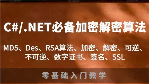 【C#高级开发专题】C#/.NET必备加密解密算法详解教程 | 快速上手（MD5/Des/RSA算法实现/加密/解密/可逆不可逆/数字证书/SSL）B0403