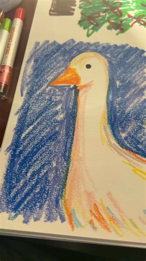 daisy 😼🎀🤍 on Instagram: "it was very hard to add christmas music to this video for some reason. Silly goose art tutorial with silky crayons #arttutorial #drawingtutorial #sketchbook #silkycrayon #sillygoose"