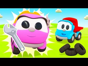 Leia vai conhecer Léo, o caminhão. Desenhos animados em português. Desenho infantil