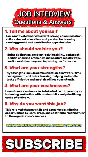 Top 5 Job Interview Questions & Answers 🔥 (Must Watch!)