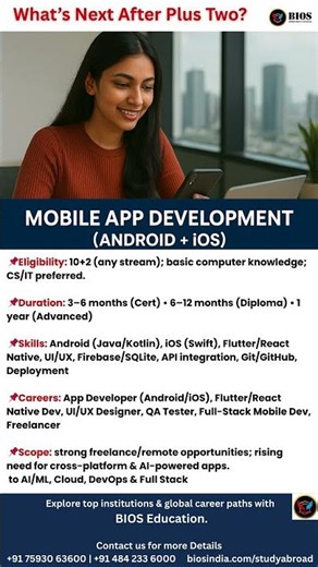 What After Plus Two? Become an App Developer | Android + iOS Course#mobileappdevelopment