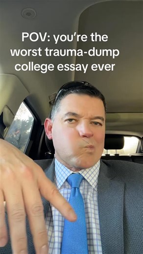 Mark Hernandez | College Essay Coach | Writing Instructor on Instagram: "I generally do not recommend writing a trauma-dump college essay. My one-sentence advice on trauma-dump essays: if the essay makes the reader admire you, it *can* work; if it makes the reader pity you, it won’t. If you are brave enough, and want a FREE guide with some VERY underwhelming trauma-dump college essays; and you want two additional FREE guides on mistakes not to make: 1. Follow this account. 2. Comment “AWAKE.” My