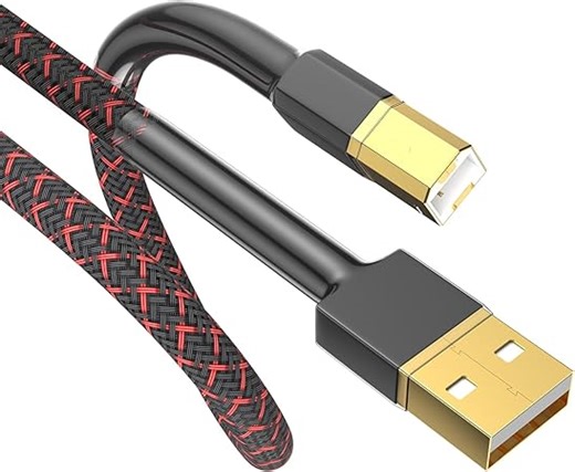 Tertullus High End HiFi USB Kabel 1.5m A-B für Audio-Streaming, DAC, Computer, Soundkarte, Decoder, Verstärker, Digitalplayer - USB-A auf USB-B Digital Druckerkabel(Rot)