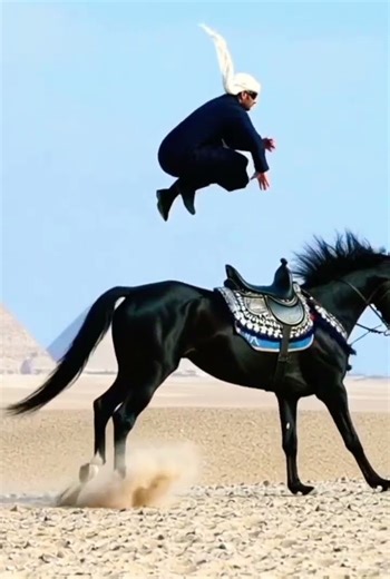 🤯 Unbelievable Horse Riding Stunt: Aerial Acrobatics on Horseback!