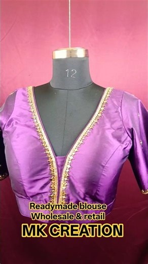 Purple Designer Readymade Blouse | Deep V Neck | Wholesale & Retail Party Wear