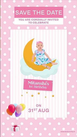 Baby Girl's First Birthday Invitation Video Sample | Unique & Creative Ideas