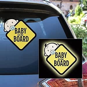 2Pack Baby On Board Sticker for Cars- High Intensity Reflective Waterproof Vinyl Safety Car Signs for Rear, Side Windows, Bumpers