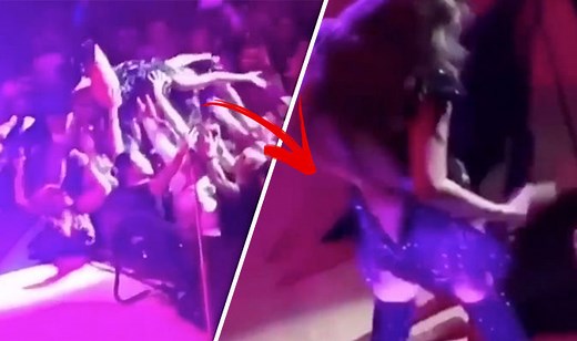 Crowd dive goes horribly wrong as fan unzips singer's dress