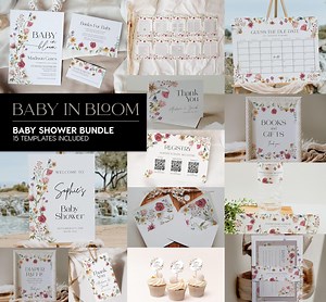 Floral Baby Shower Templates Bundle: Baby in Bloom (digital Download) #viona - Etsy
