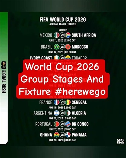World Cup 2026 Group Stages And Fixture #herewego