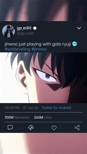 jinwoo just playing with goto ryuji 🥶 #sololeveling #shadowmonarch #sungjinwoo #jinwoo