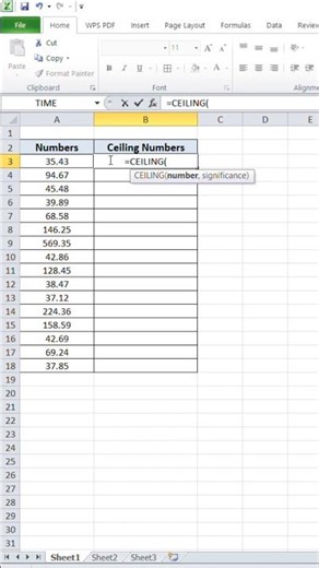 How to use Ceiling Function in Excel #shorts #exceltricks