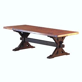 X Trestle Hammered Copper Dining Tables