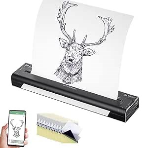 Wireless Tattoo Printer Bluetooth Tattoo Stencil Printer with 15pcs Transfer Paper, Cordless Tattoo Thermal Printer Copier Tattoo Transfer Machine, Compatible with Android iOS Phone & PC