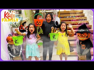 Halloween Trick Or Treating with Ryan Emma and Kate!! - Videos For Kids