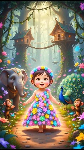 Tiny Jungle Queen: Baby Girl’s Magical Outfit Transformation!" 🌿👑✨ #shorts