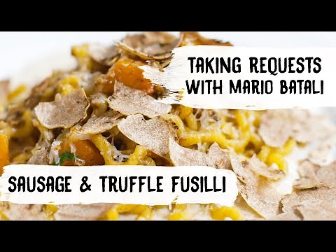 Mario Batali Cooks Pasta with Sausage, Butternut Squash and Truffles