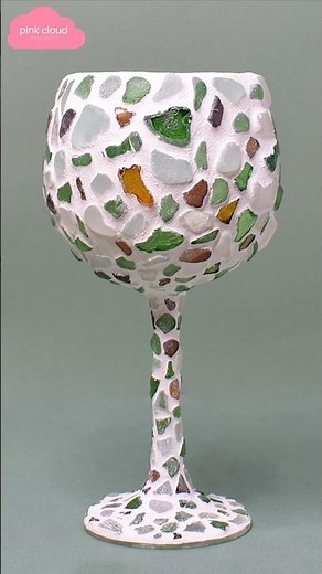 How To Transform Old Wine Glasses into beautiful Candle Holders | Sea Glass Mosaic Recycle #DIY