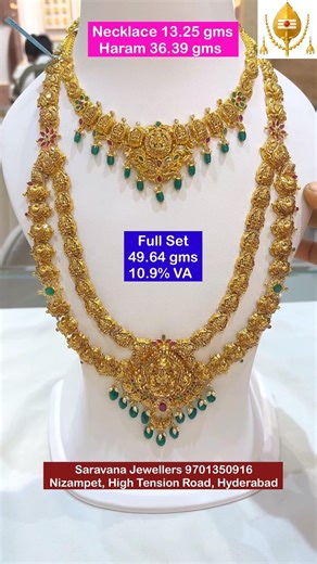 50 gms Below Full Set 22k Gold with HUID Code. Saravana Jewellers 9701350916 Nizampet, Hyderabad