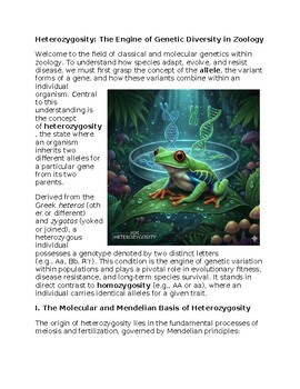 Heterozygosity in Zoology Sub-Plan Classwork Homework