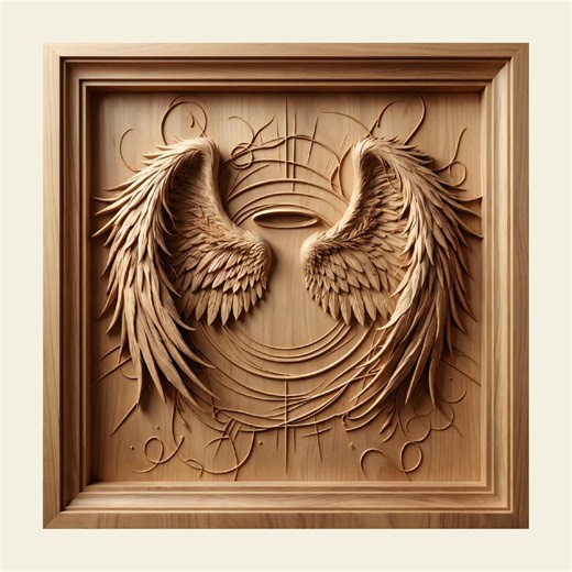 Angel Wings and Halo 3D Relief STL | Angelic Style | Wood Carving, CNC Router File | Wall Art - Etsy