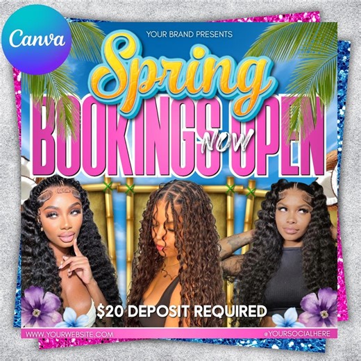 Spring Break Booking Flyer, Spring Booking Flyer, Spring Break Sale Flyer, Spring Special Flyer, Hair Lash Nail Makeup Braids,canva Editable - Etsy