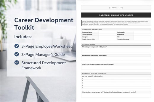 Career Planning Worksheet & Manager Guide|pdf and Editable Word - Etsy