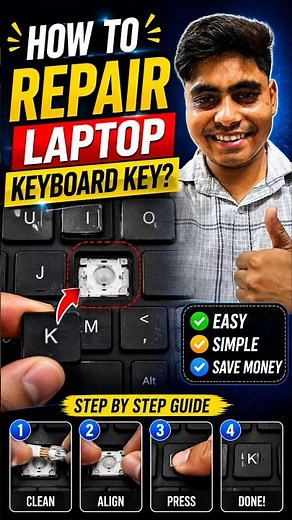 How to Replace Laptop Keyboard Key? ⌨️ Easy Fix in 1 Minute! | How To Change Laptop Key #techshorts