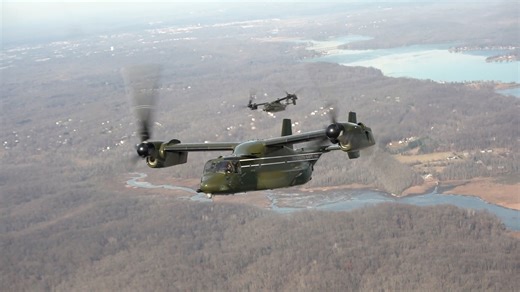 HMX-1 Ospreys perform missing-man flyover at Quantico